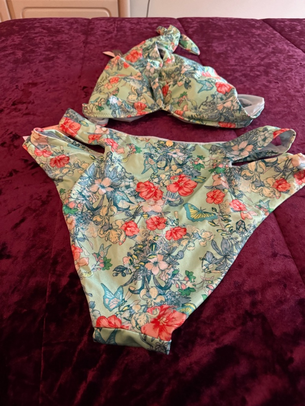 Victoria's Secret Floral Mint Green Bikini Set